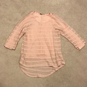 2-in-1 Pink Lace-like Sweater